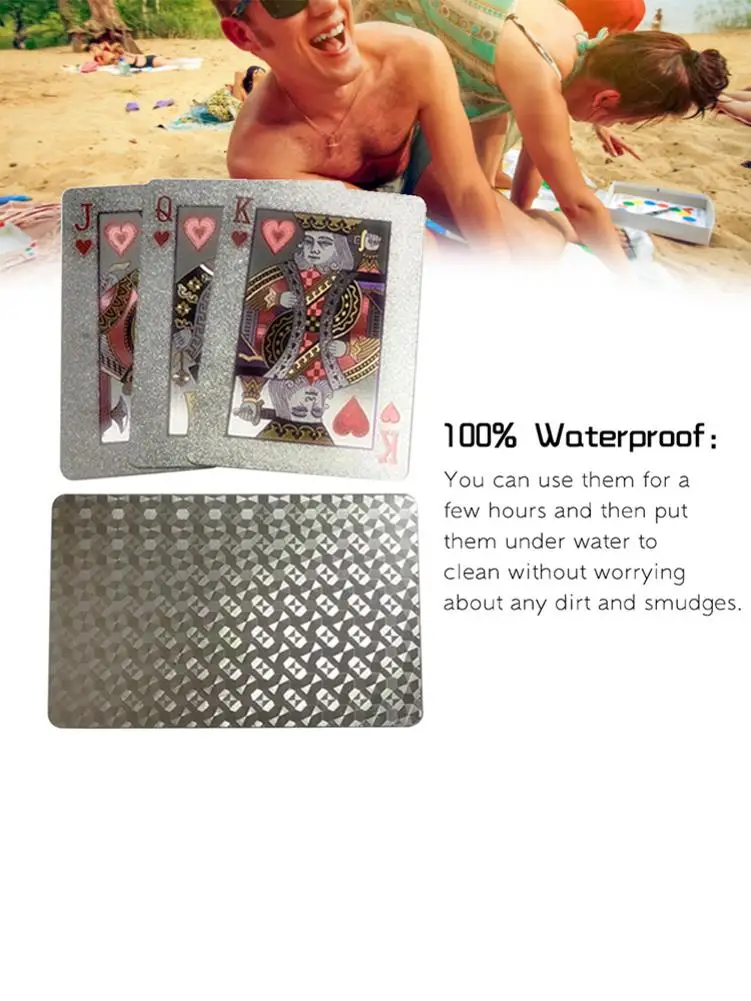 NEW Gold Foil Poker Plastic Waterproof Black For Camping Beach Swimming Pool Playing Cards #L4 | Спорт и развлечения