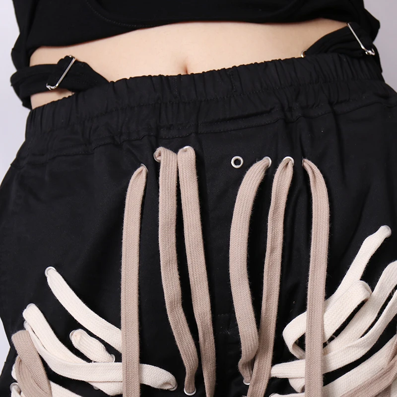 TWOTWINSTYLE Cross Bandage  Pants For Women High Waist Full Length Plus Size Casual Black Trousers Female 2020 Autumn New Style