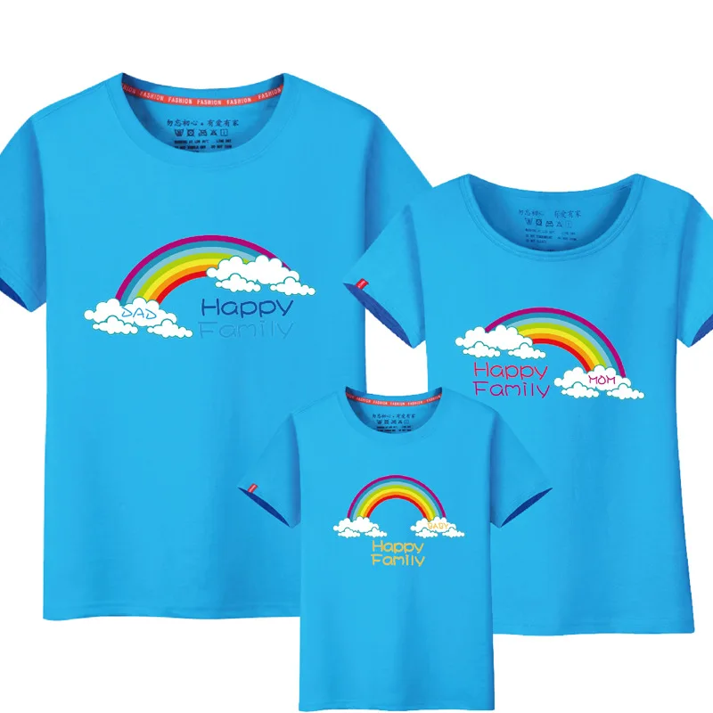 Футболки с короткими рукавами для всей семьи Милая одежда одинаковые платья мамы