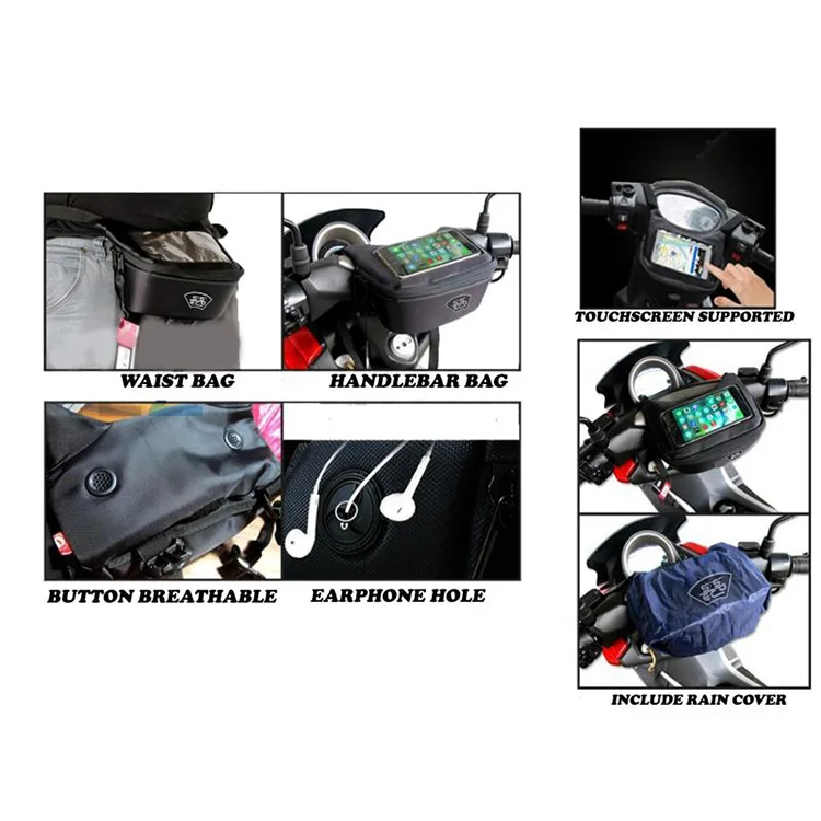 

Touch Screen Motorcycle Front Bag Waterproof Moto Waist Bag Large Capacity Scooter Motorbike Pedal Moto Storage Bag Mobile Phone