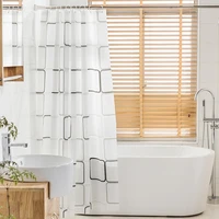 polyester fabric with digital printing waterproof bathroom shower curtain with 10 pcs hooks