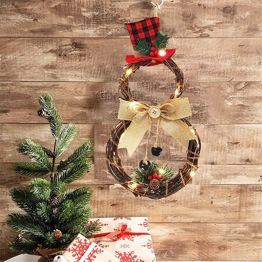 

2020 Delicate Christmas Led Wreath Hanging Decorations Christmas Wall Wreath Pendant Decor Light for Home decoration accessories