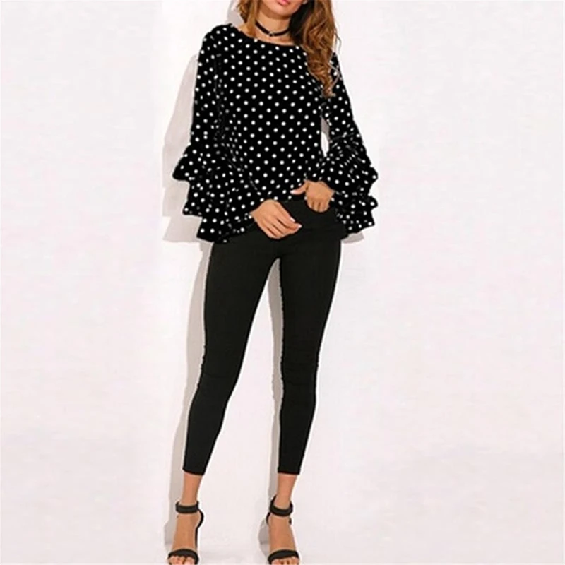 Women Polka Dot Blusas Shirts Spring Autumn Basic Fashion O Neck Long Sleeve Blouse Femininas Casual Tops Shirt  2022