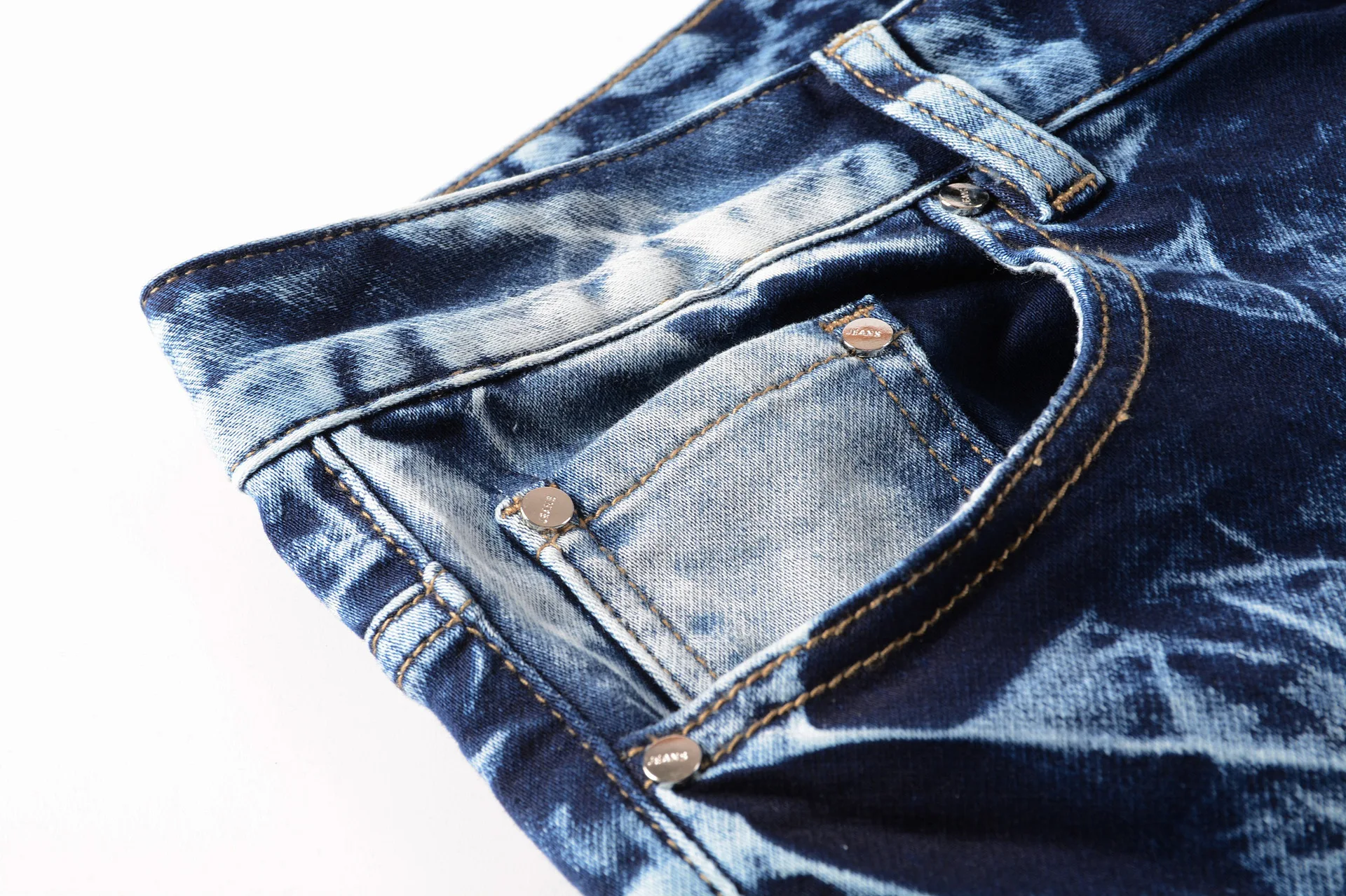 

European American Street Fashion Men's Super Comfortable Stretch Towel Bottom Fabric Zigzag Snowflake Jeans Men