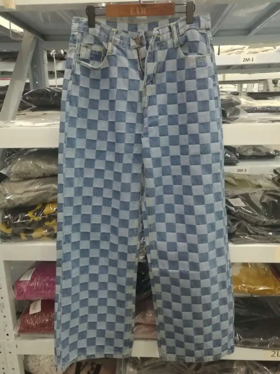 

2020 New High Waist Personality Plaid Printing Women Wide Leg Pants Autumn Winter Loose Big Size Checkerboard Trousers
