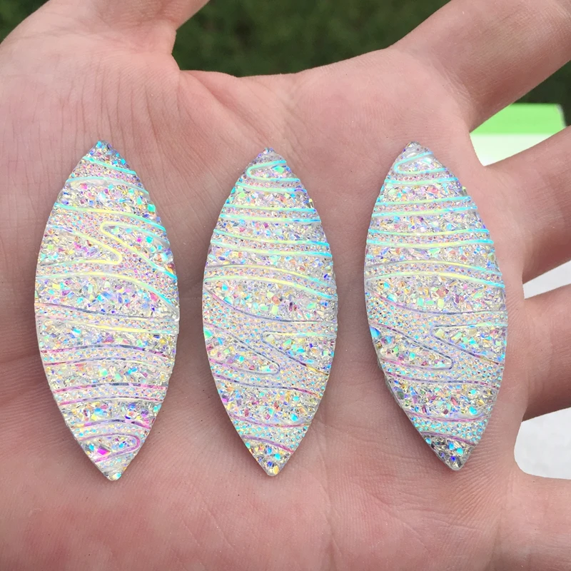 Стразы с плоским основанием 20*50 мм Белый AB конский глаз стразы драгоценные камни