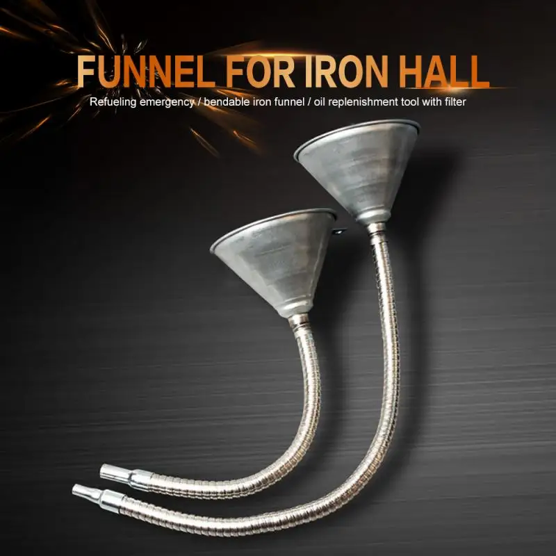 

Car And Motorcycle Iron Universal Funnel Gasoline Engine Oil Diesel Fuel Refueling Funnel Bendable With Filter Car Accessories