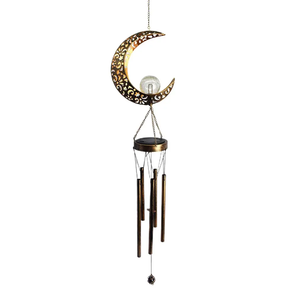 

Wind Chimes Solar Lights Outdoor Waterproof Hanging Aeolian bells Solar Lamp With Moon Shape For Party Garden Festival