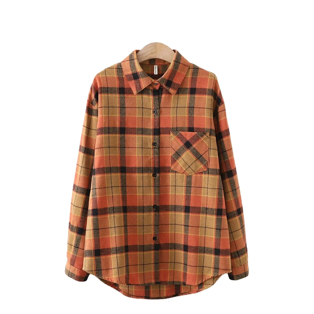 

Women's Plaid Shirt Tops and Tops Long Sleeve Women's Casual Printed Loose Cotton Plaid Ladies Clothes
