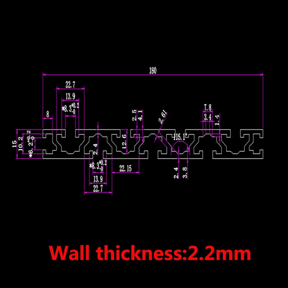 

1PCS 15180 Aluminum Profile Extrusion 100mm to 1000mm Length CNC Parts Anodized Linear Rail for DIY CNC 3D Printer Workbench