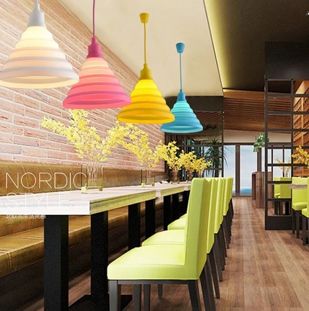 Милые маленькие подвесные светильники E27 цветные силиконовые лампы для