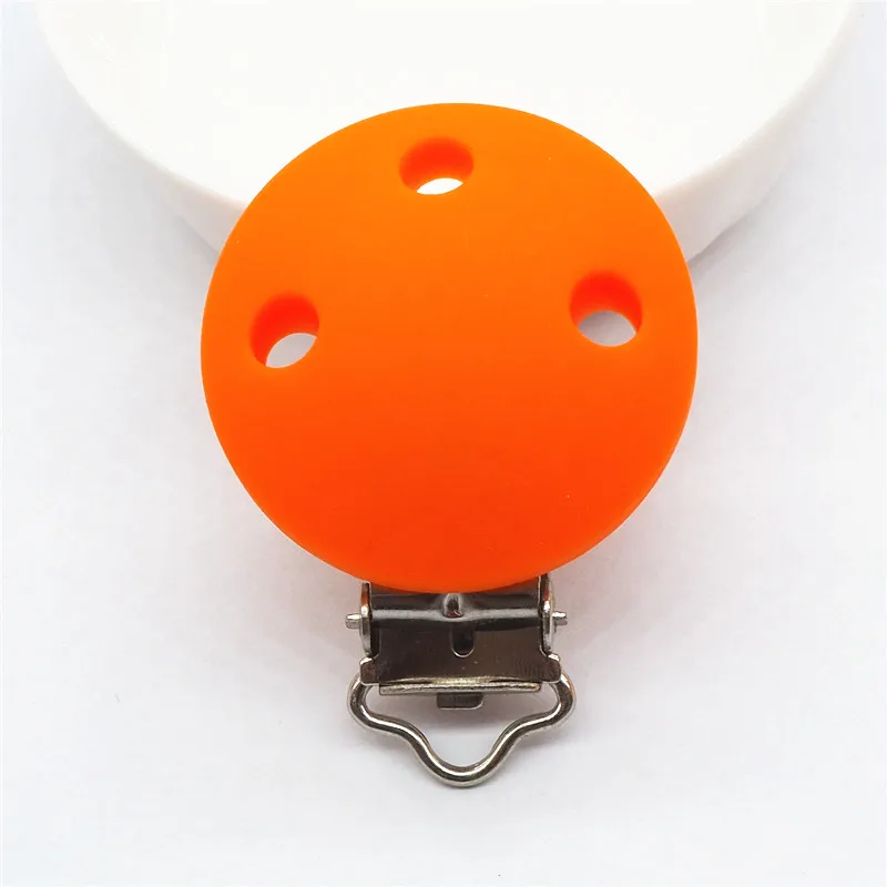 Orange Chenkai 10 шт. силиконовые круглые скрепки DIY Детские пустышки пустышка Прорезыватель пустышка уход ювелирные изделия игрушки аксессуары держатель прорезыватели - Цвет: Orange