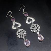 gemstonefactory big promotion single unique 925 silver pink topaz amethyst women ladies gifts dangle drop earrings 20211751