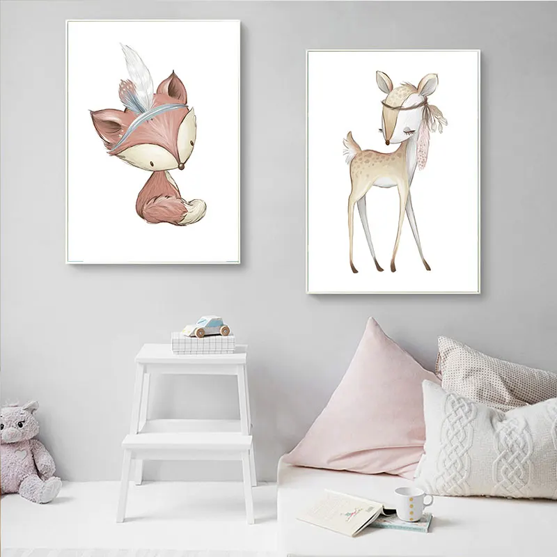 Детские стихи с изображением животных из племени леса оленя лисы постер Картина