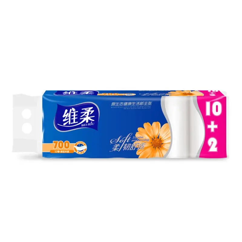 

12 Rolls 4-Ply Toilet Paper Ultra Soft Wood Pulp Strong Household Bath Tissues