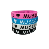 1pc new design ink filled i love music silicone wristband for music fans silicone rubber bracelets bangles women men gift sh320