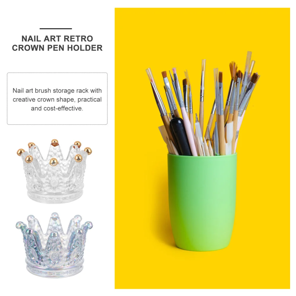 

2Pcs Retro Nail Pen Storage Rack Glass Nail Beauty Penholder Nail Art Tool Rack