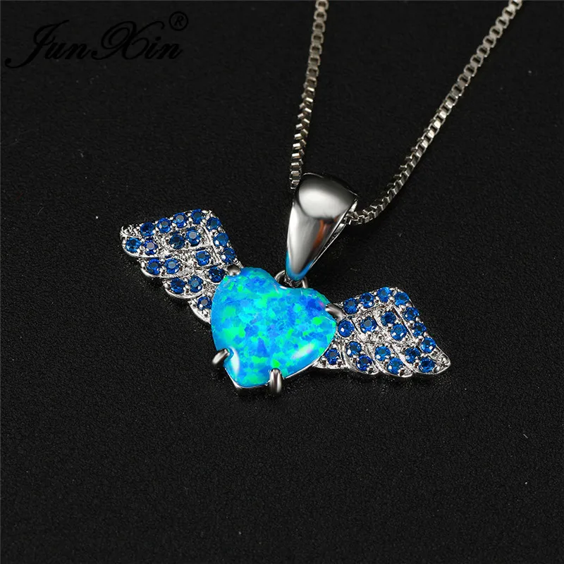 Милый ангел крылья кулон в форме сердца Подвеска для женщин серебряная Цвет