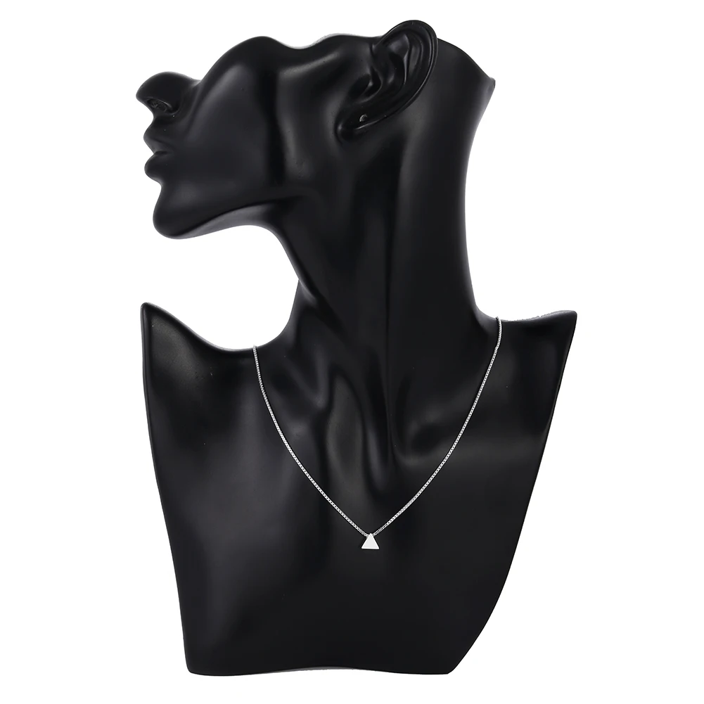 hot 925 color silver popular box chain geometry triangle pendant necklace for women fashion brands party jewelry holiday gift free global shipping