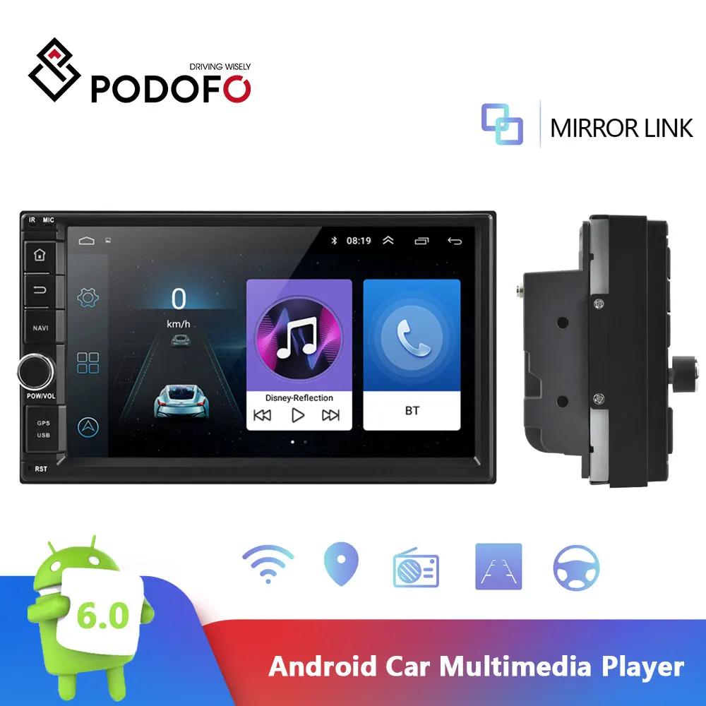 Podofo Android автомобильное радио аудио 2Din 7 &quotHD сенсорный экран Авторадио автомобиля