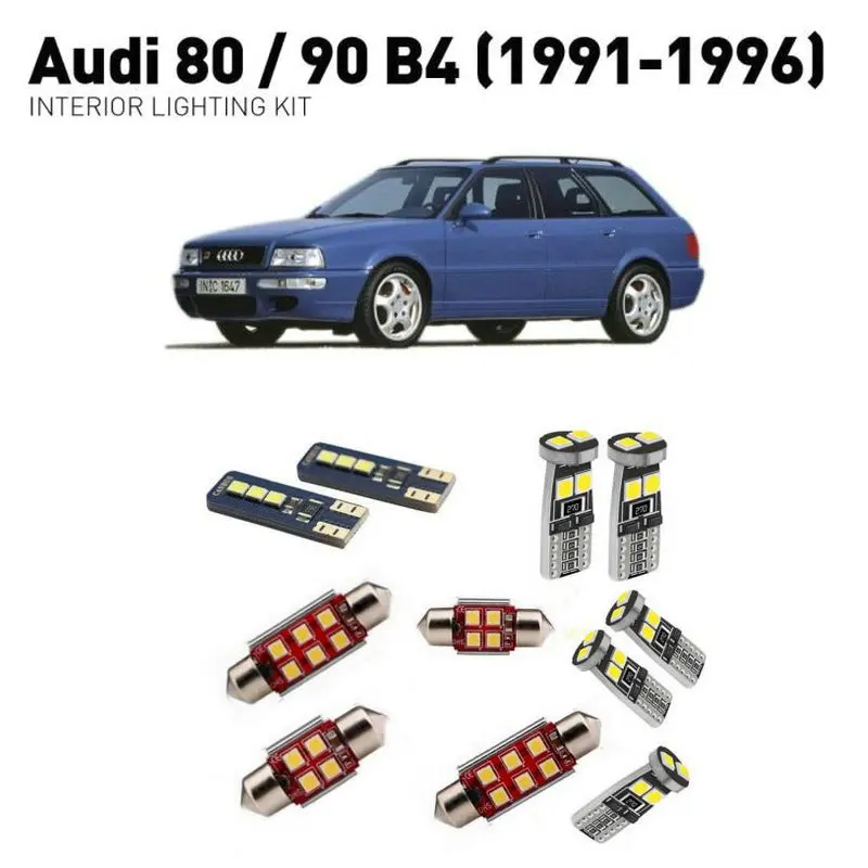 

For Audi 80 90 b4 1991-1993 1994 1995 1996 8pcs White Canbus Car LED Bulb Reading Ceiling Map Light Interior Kit Door Lamp