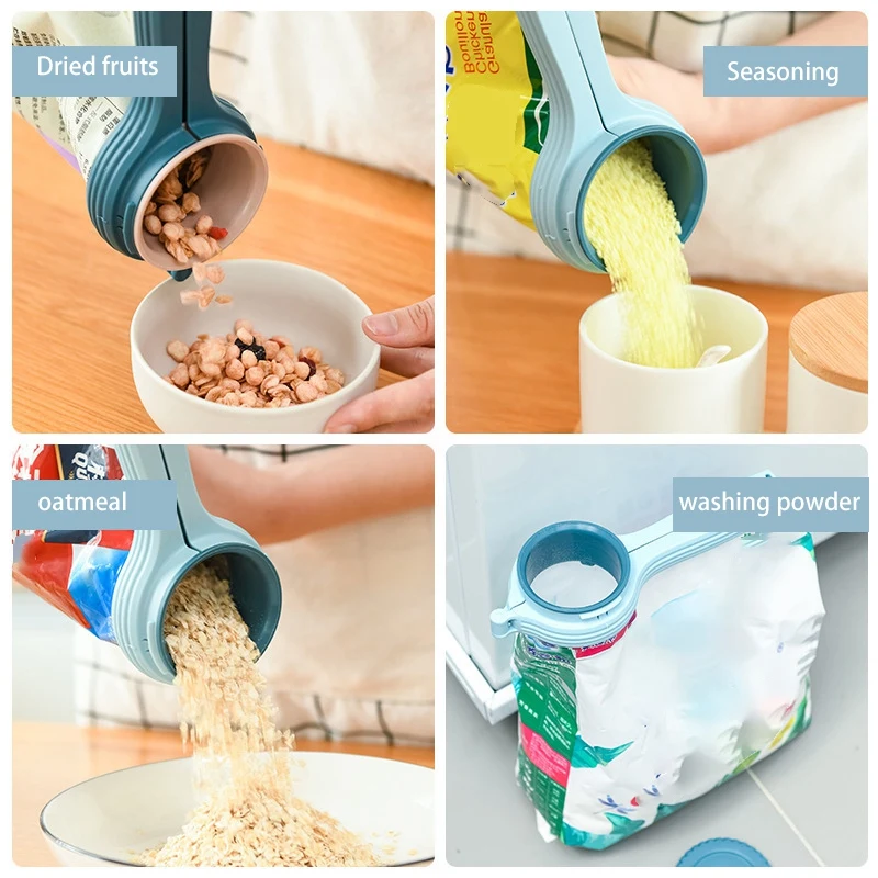 Paquete de 4 Clips para bolsas con boquilla para alimentos, Clips de sellado de patatas fritas, Clip para organizaci&oacute;n de paquetes y bolsas con tapa-1