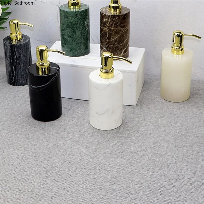 

Light Luxury Liquid Soap Dispenser Natural Marble Home Shampoo Shower Gel Bottle Wristband Dispenser Bathroom Accessories