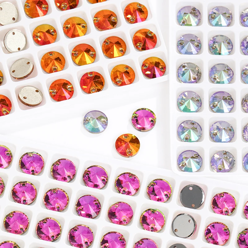 Круглые кристаллы AB разы с плоской задней стороной для одежды Стразы вышивки