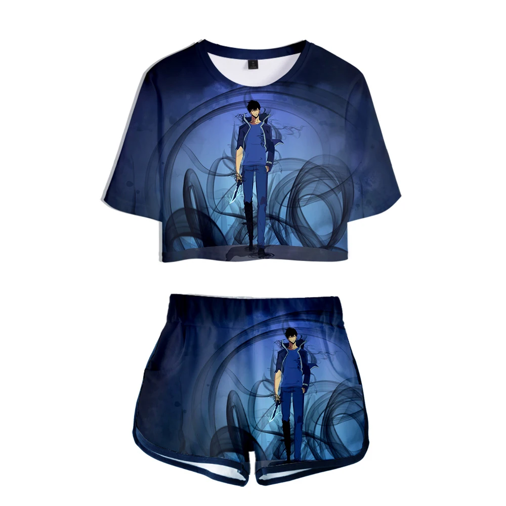 

Solo Leveling Hip Hop Anime Graphic Print Set 2 Piece Kawaii Women Suit Girls Casual Streetwear Summer Sleepwear
