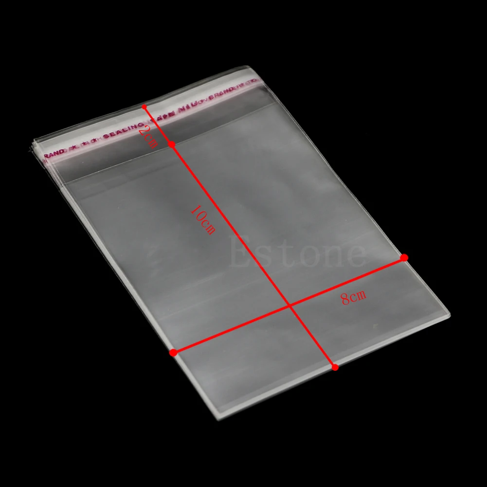 

100ps Clear Self Adhesive Lots DIY Jewelry Seal Plastic Bags 8x12cm 3.1\"x4.7\"