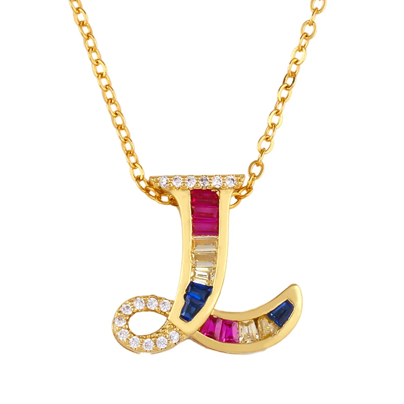 Элегантные AAA кубического циркония буквы ожерелья с подвесками золотые