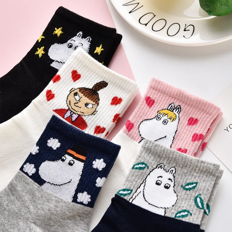 Женские корейские хлопковые Дышащие носки с милым мультяшным персонажем