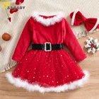 Женское платье с блестками Ma  Baby, красное рождественское платье для маленьких девочек, детское платье с длинным рукавом, рождественский костюм DD88