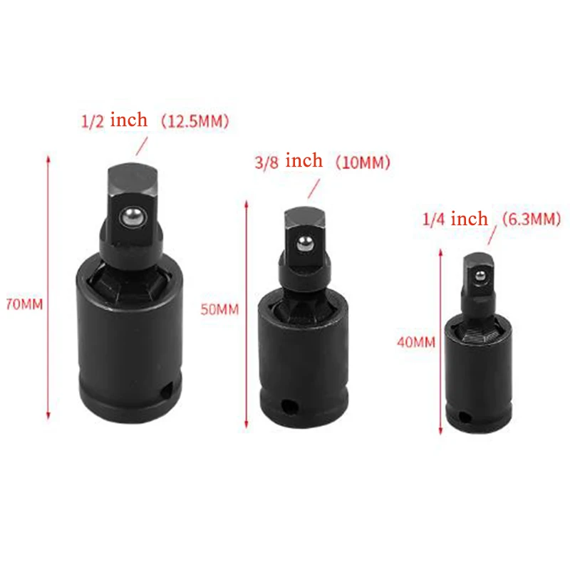 Hot Sale New 3pcs/Set 1/2" 3/8" 1/4" Drive Rotating Universal Joint Air Impact Socket Brand And High Quality |