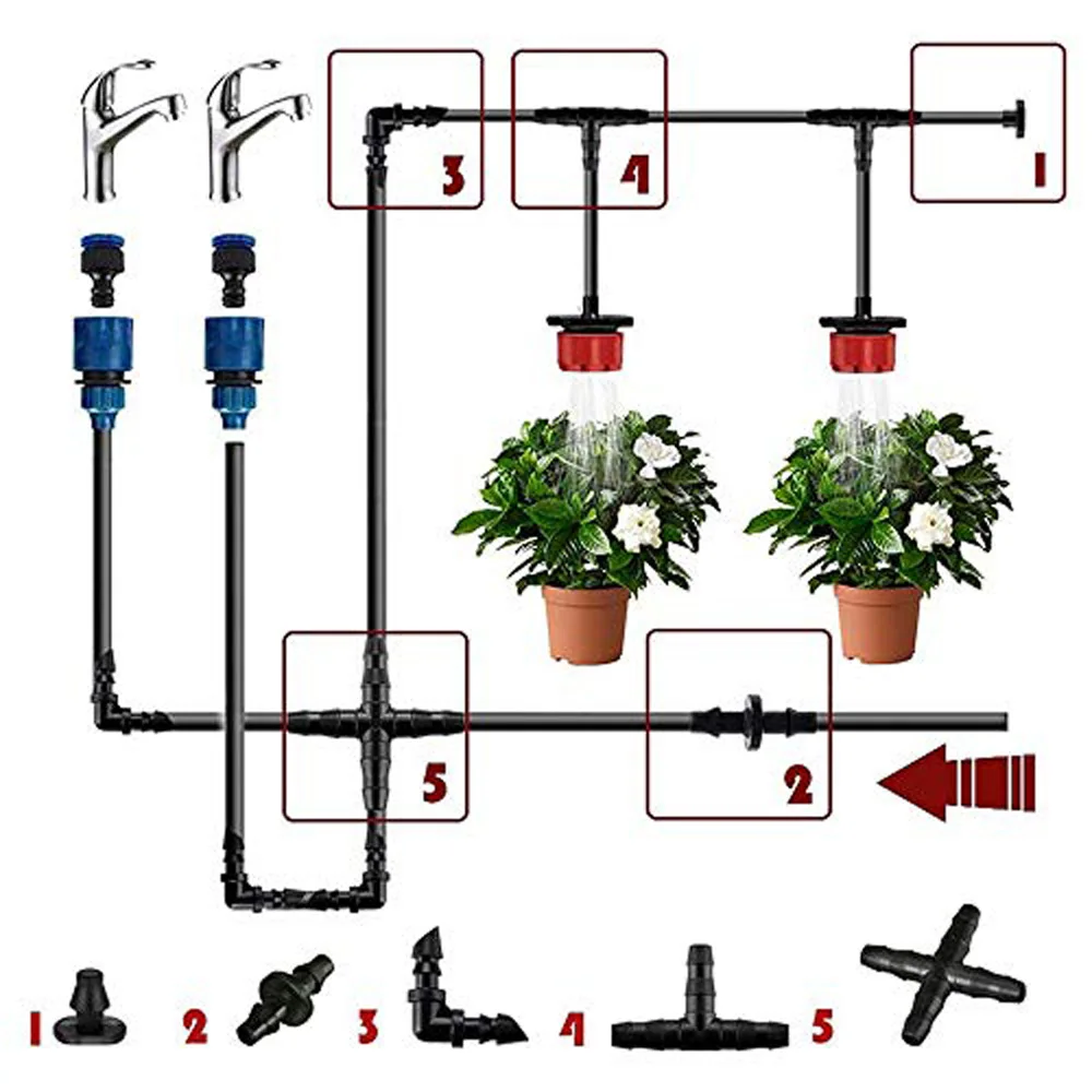 

250PCS Irrigation Fittings Kit Drip Irrigation Barbed Connectors For 1/4Inch Tubing Flower Garden Lawn Irrigation Fitting