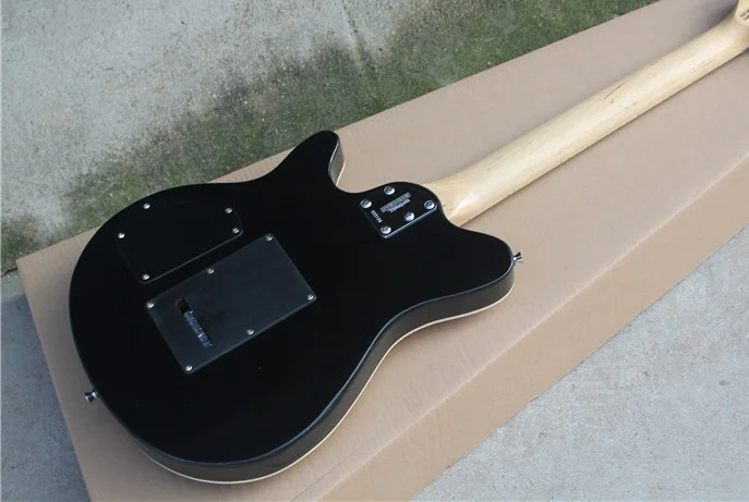 Двойная электрическая гитара желтая цветок шпон клена двойной открытый