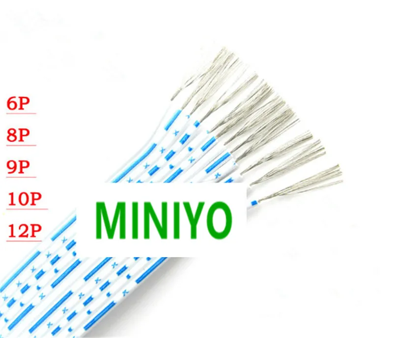 6Pin/7Pin /8Pin /9Pin /10Pin 12Pin 24AWG 24 # синий белый параллельный плоский ленточный кабель