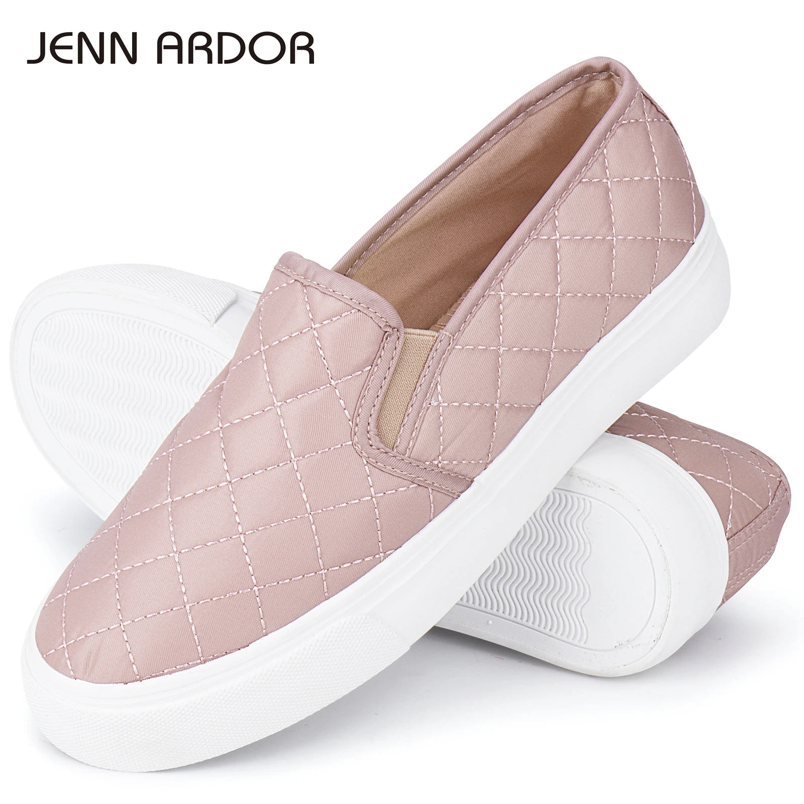 

JENN ARDOR Womens Sneakers Slip-On Flats Comfortable Walking Fashion Diamond Lattice Tennis Shoes Lazy Shoes Zapatillas Mujer