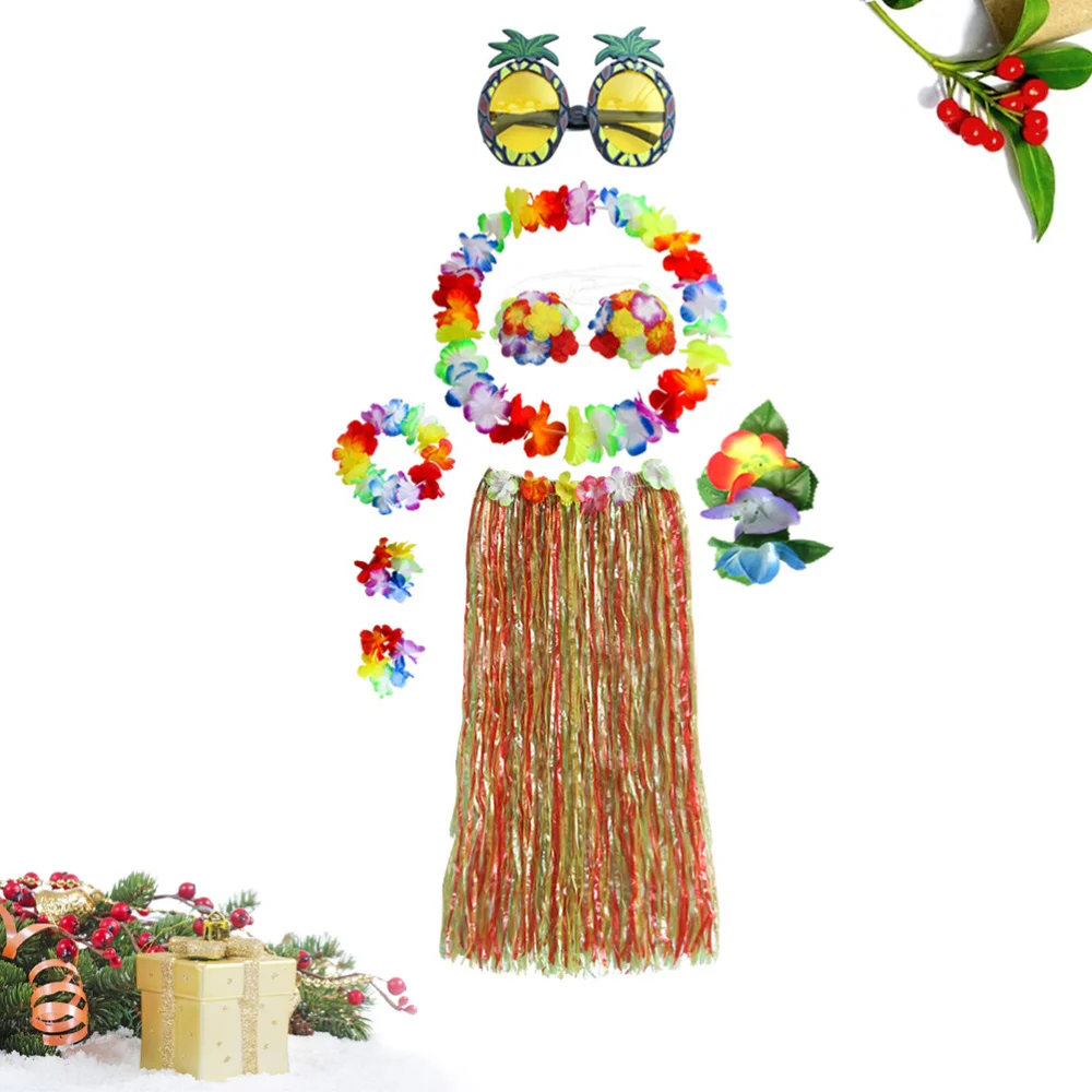 8 шт. пляжный костюм гавайской хулы платье танцевальная юбка хула из тропической