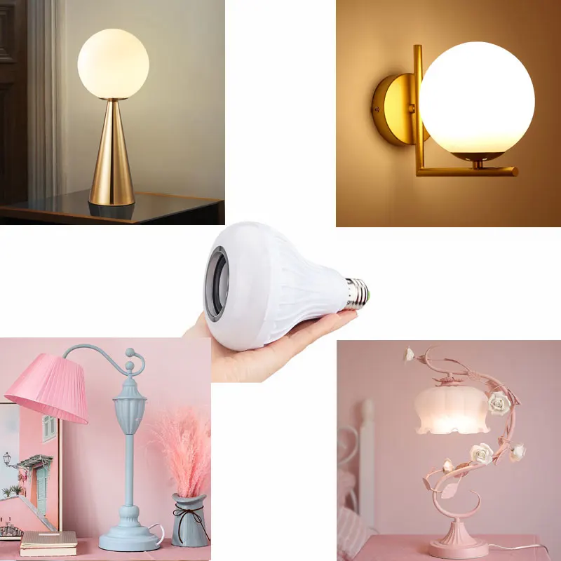 Умная музыкальсветильник почка светодиодная цветная лампочка с Bluetooth динамиком