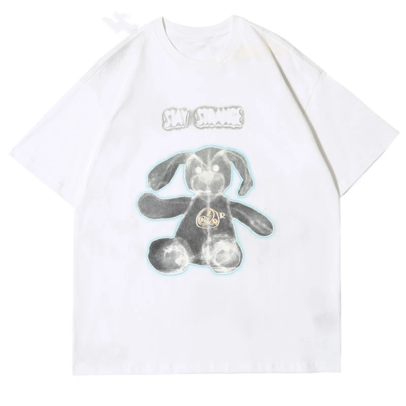 

Creative X-Rayed Bear Print T-Shirts Unisex Streetwear Hip Hop Casual Loose Short Sleeve Tees Tops Mens Summer Fashion Tshirts