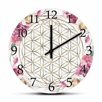 flower of life silent movement wall clock for bedroom healing symbol mediation home decor clock watch sacred geometry timepieces