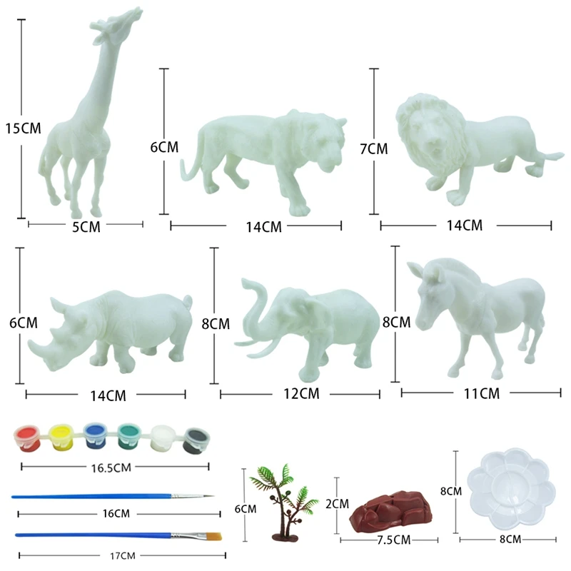 

40PCS DIY Painted Wild Animal White Blank Model Hand Painting Graffiti Animal Set Children's Educational Toys