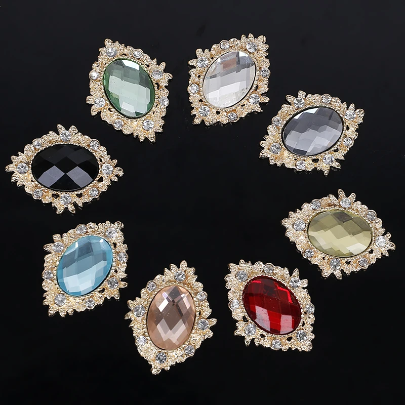 Cheap 2019New 100 قطعة الاكريليك البيضاوي جميلة حجر الراين زر الساحرة لتقوم بها بنفسك إكسسوارات الشعر أو الديكور جراب هاتف HZ252