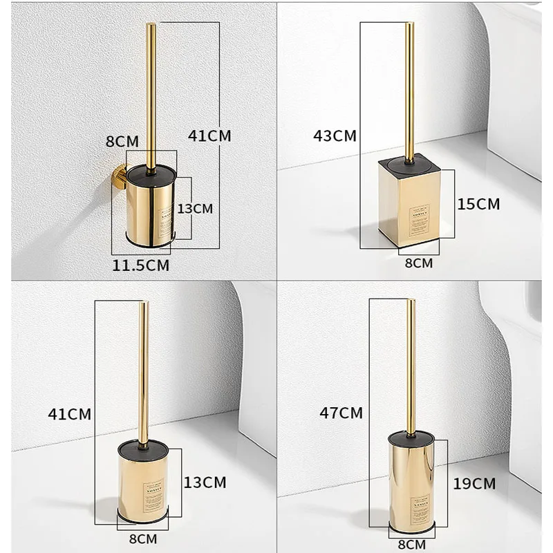 luxurious gold toilet brush wall mountedfloor toilet brush holder no dead ends cleaning tools household bathroom accessories free global shipping