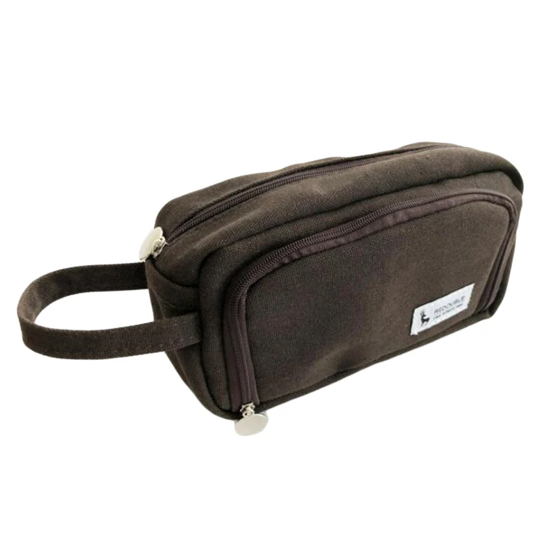 

Canvas Solid Color Large Capacity Pencil Case pencilcase Student Stationery School Pencile Case Pen Bag Portable