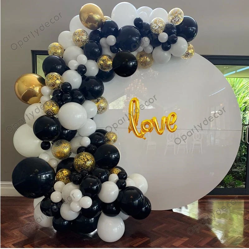 Украшение для дня рождения черная Гирлянда воздушных шаров арка хромированные