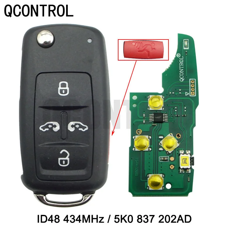 

QCONTROL 4+1 BTCar Remote Key for VW Volkswagan Caravelle Sharan Multivan MPV T5 Control ID48 chip 433MHz