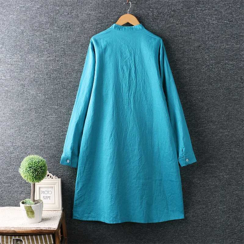

New Spring Women Dress Japan style stand embroidery loose dress
