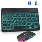 Bluetooth беспроводная клавиатура и мышь для компьютера, RGB клавиатура с подсветкой, комплект русская клавиатура, колпачки для планшетов, Ipad